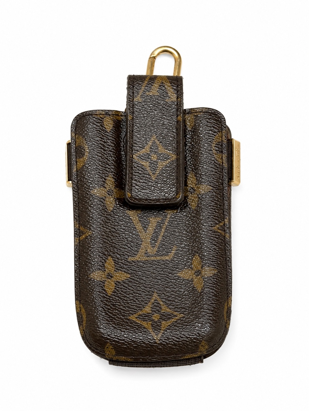 Louis Vuitton Monogram Phone Pouch Belt Bag Utility Holster Clip Case Brown